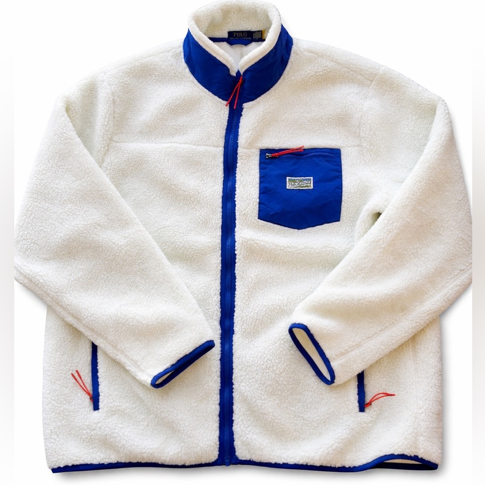 Ralph Lauren Polo White Fleece with Blue Pocket XXL